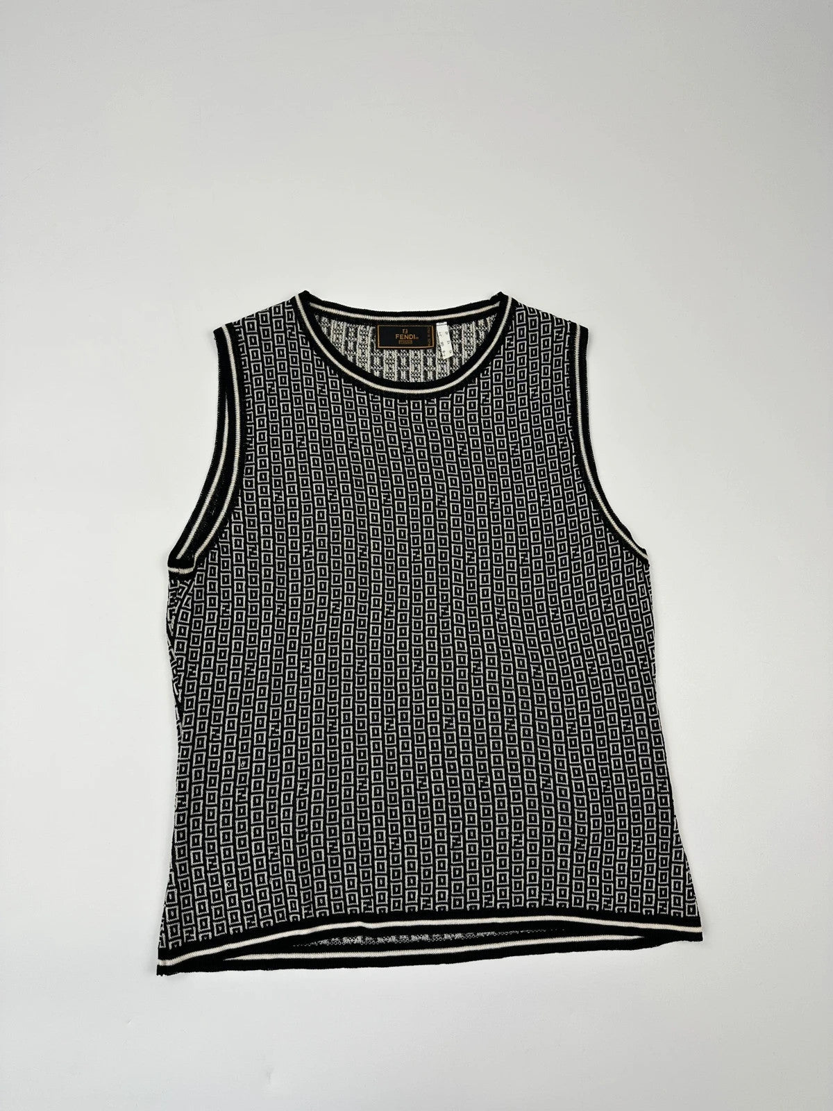 Fendi 90’s FF Monogram Black & White  Knitted Vest Sweater
