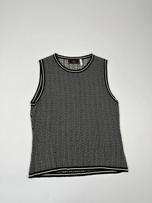 Fendi 90’s FF Monogram Black & White  Knitted Vest Sweater