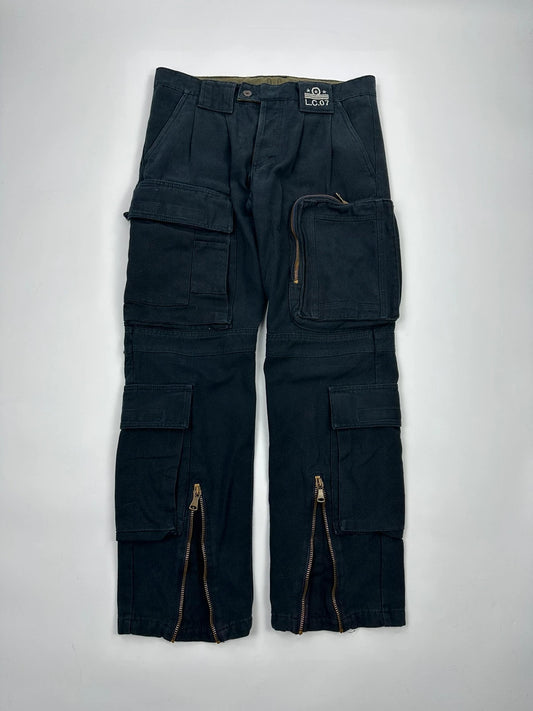 Dolce Gabbana FW2006 Heavy Thick Cargo Zip Navy Pants