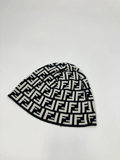 Fendi Double F Zucca Monogram Black & White Beanie