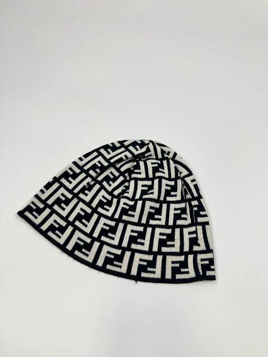 Fendi Double F Zucca Monogram Black & White Beanie