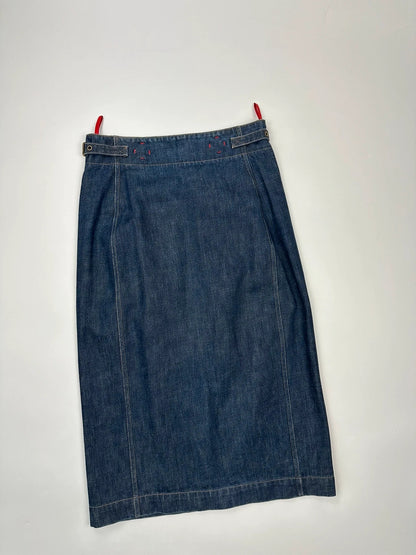 Prada Sport SS02 Indigo Denim Long Zip Skirt