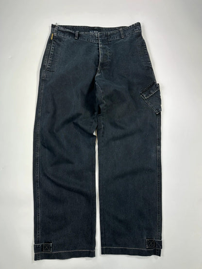 Armani Jeans Early 00’s Black Indigo Carpenter Wide Legs Pants