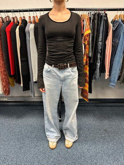 Marithé + François Girbaud 00’s Stretch Fitted Black Longsleeves