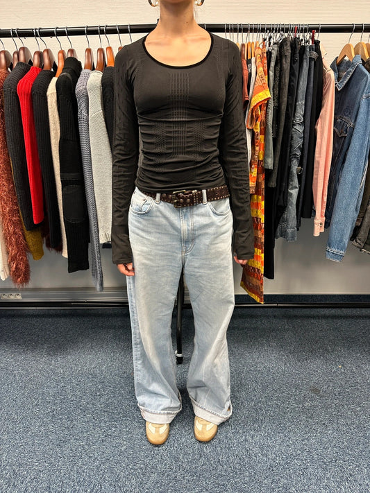 Marithé + François Girbaud 00’s Stretch Fitted Black Longsleeves