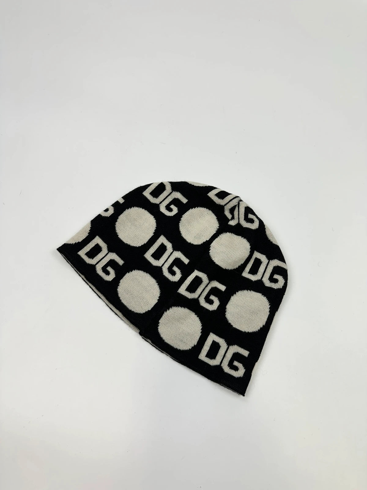 Dolce & Gabbana Black & White Wool Monogram Beanie