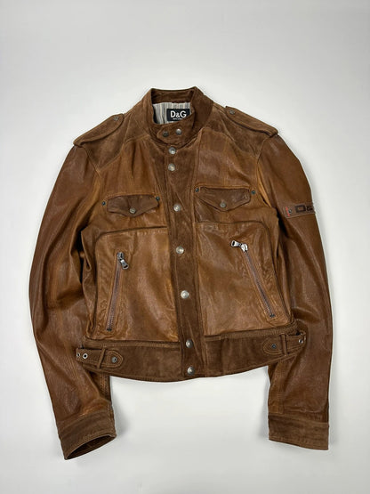 Dolce & Gabbana 00’s Leather Suede Brown Flight Bomber Jacket