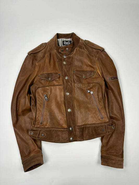 Dolce & Gabbana 00’s Leather Suede Brown Flight Bomber Jacket