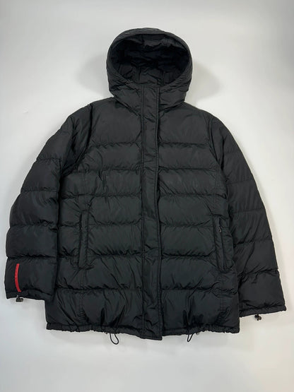 Prada Sport FW2002 Black Nylon & Down Hooded Puffer Jacket