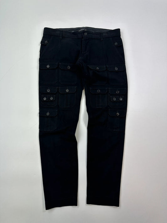 Dolce Gabbana FW2004 Multi Pocket Black Navy Pants