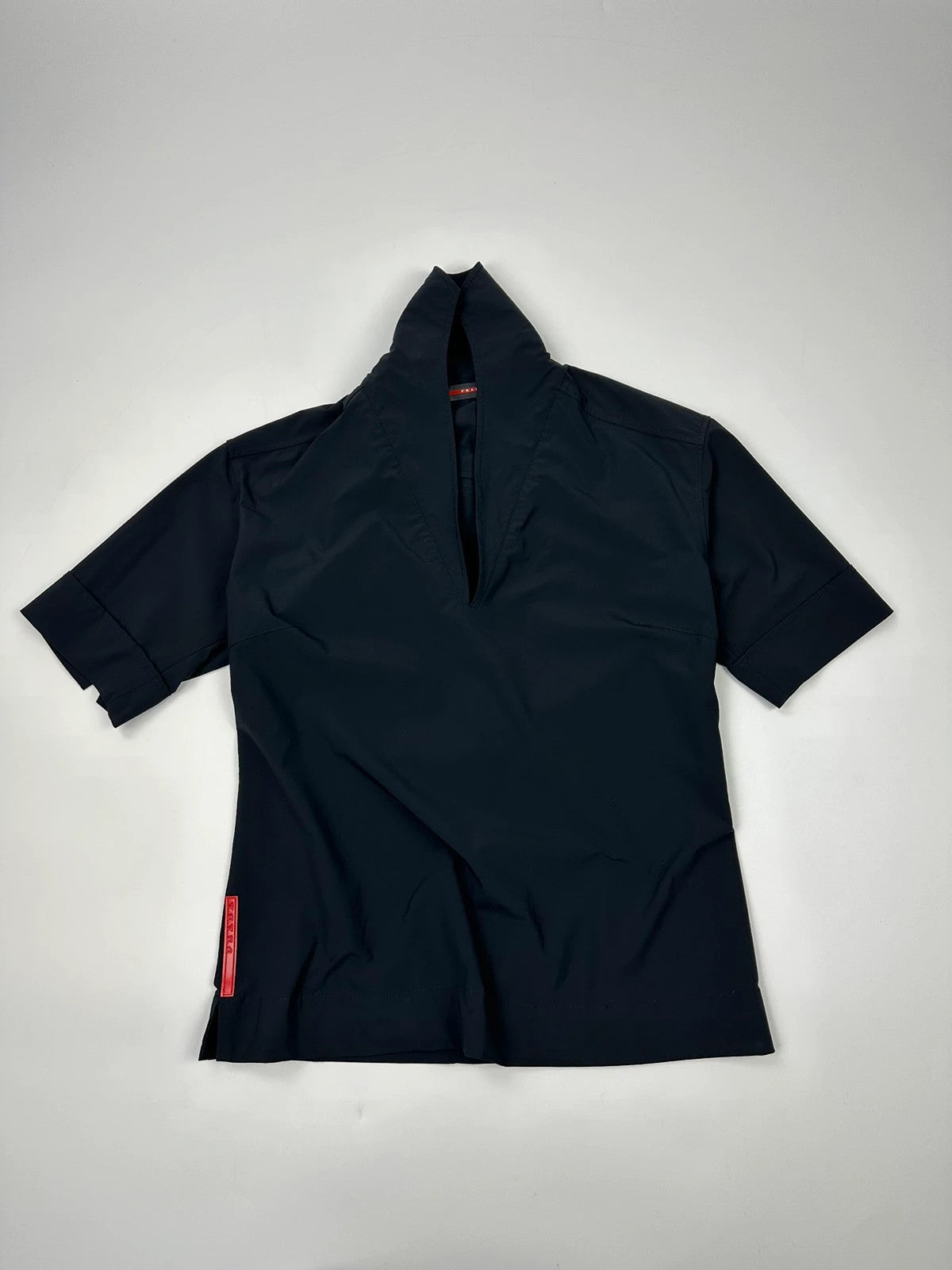Prada Sport SS2000 V Neck Light Nylon Navy Blue Top Shirt