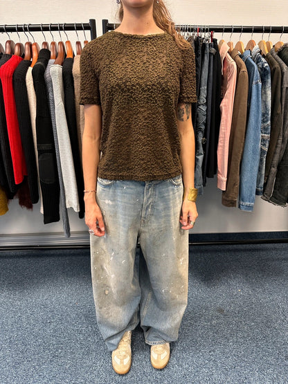 Dolce & Gabbana 90’s Laces Mesh Khaki Flowers Tee