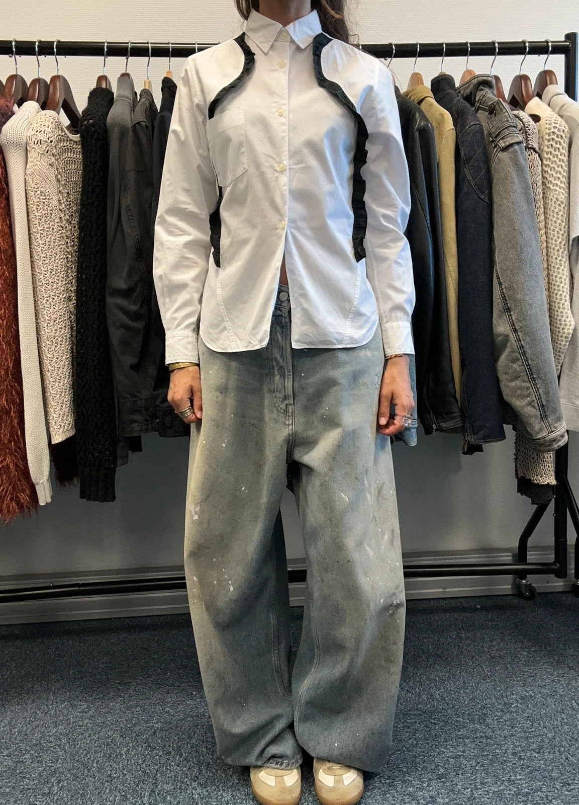 Comme Des Garçons Black AD2010 White & Black Straps Shirt