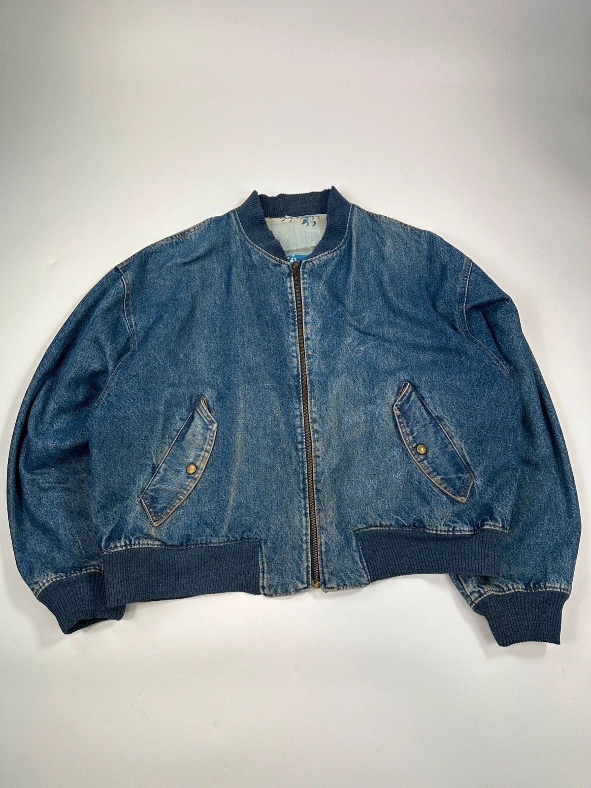 Kenzo Jeans Early 90’s Reversible Denim & Waves Pattern Bomber Jacket