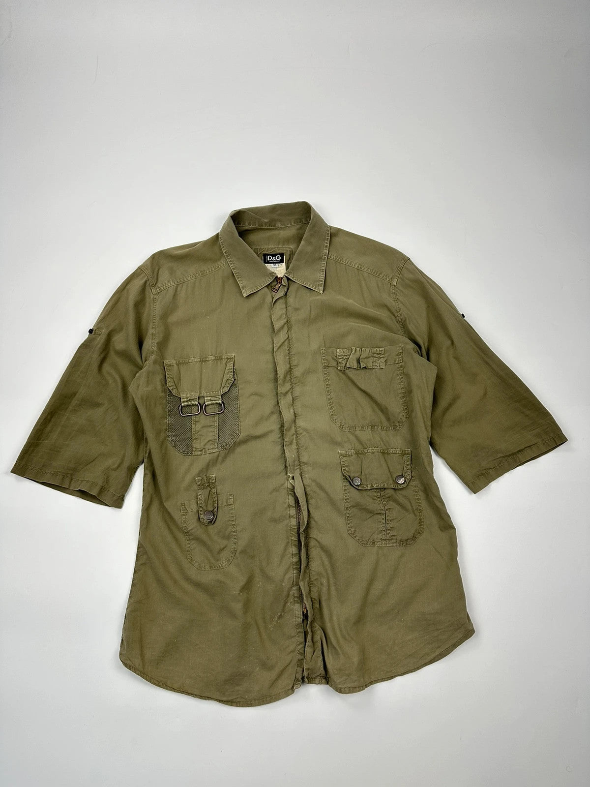 Dolce & Gabbana SS2004 Combat Mesh Cargo Pockets Khaki Shirt