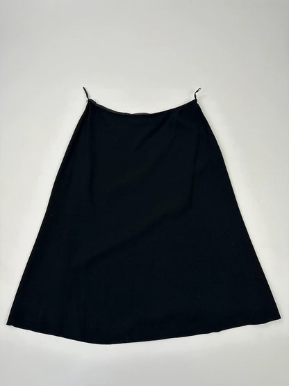 Prada Milano SS2000 Black Wool Mid Length Skirt