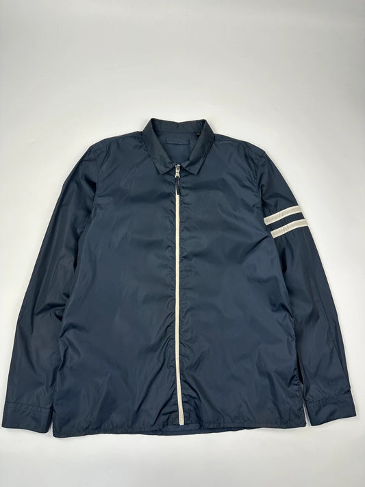 Prada Milano SS2009 Nylon Navy Blue White Stripes Shirt Jacket