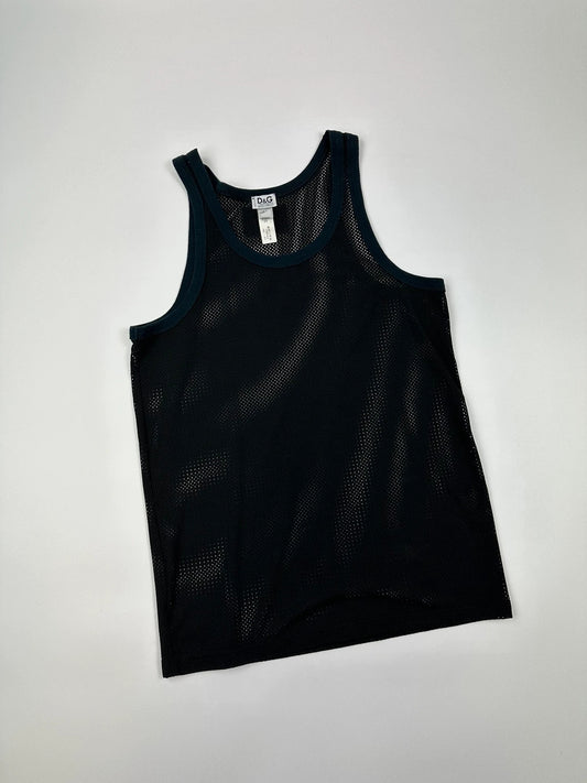 Dolce Gabbana SS2002 Beachwear Mesh Tank Top  Black
