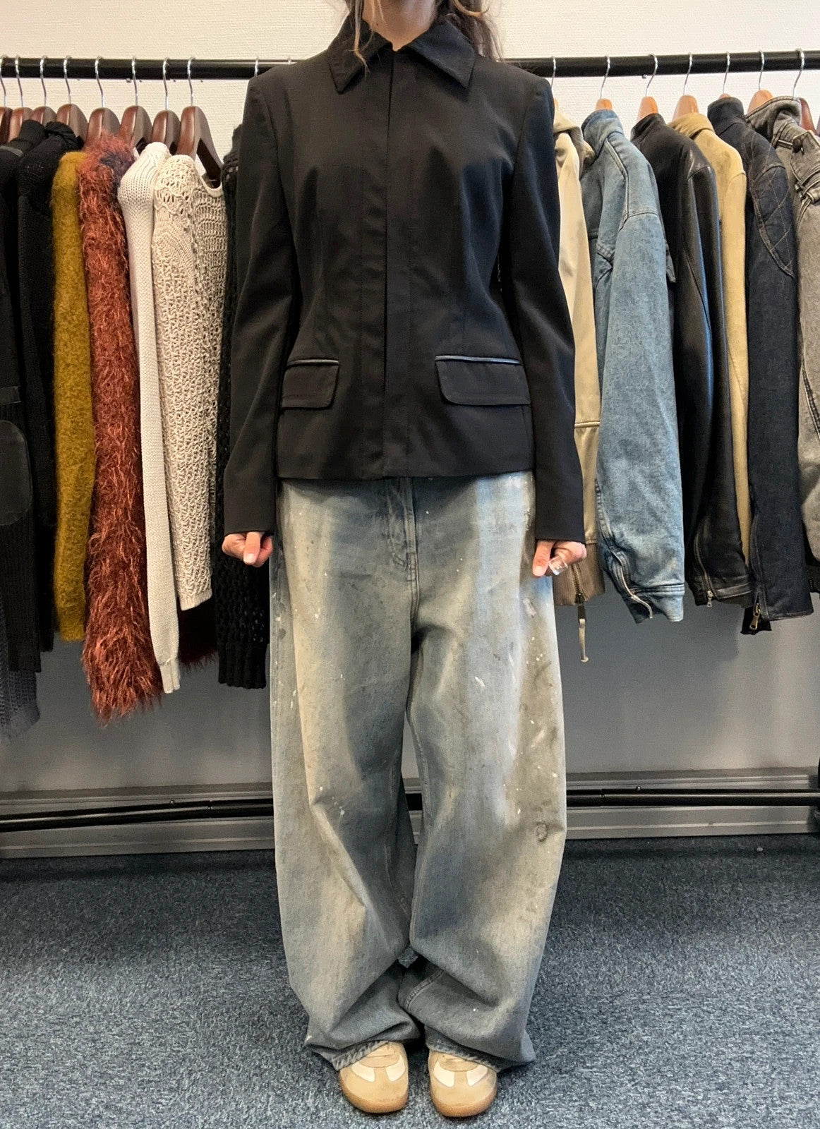 Prada Milano FW2003 Black Blazer Shirt Jacket Elegant