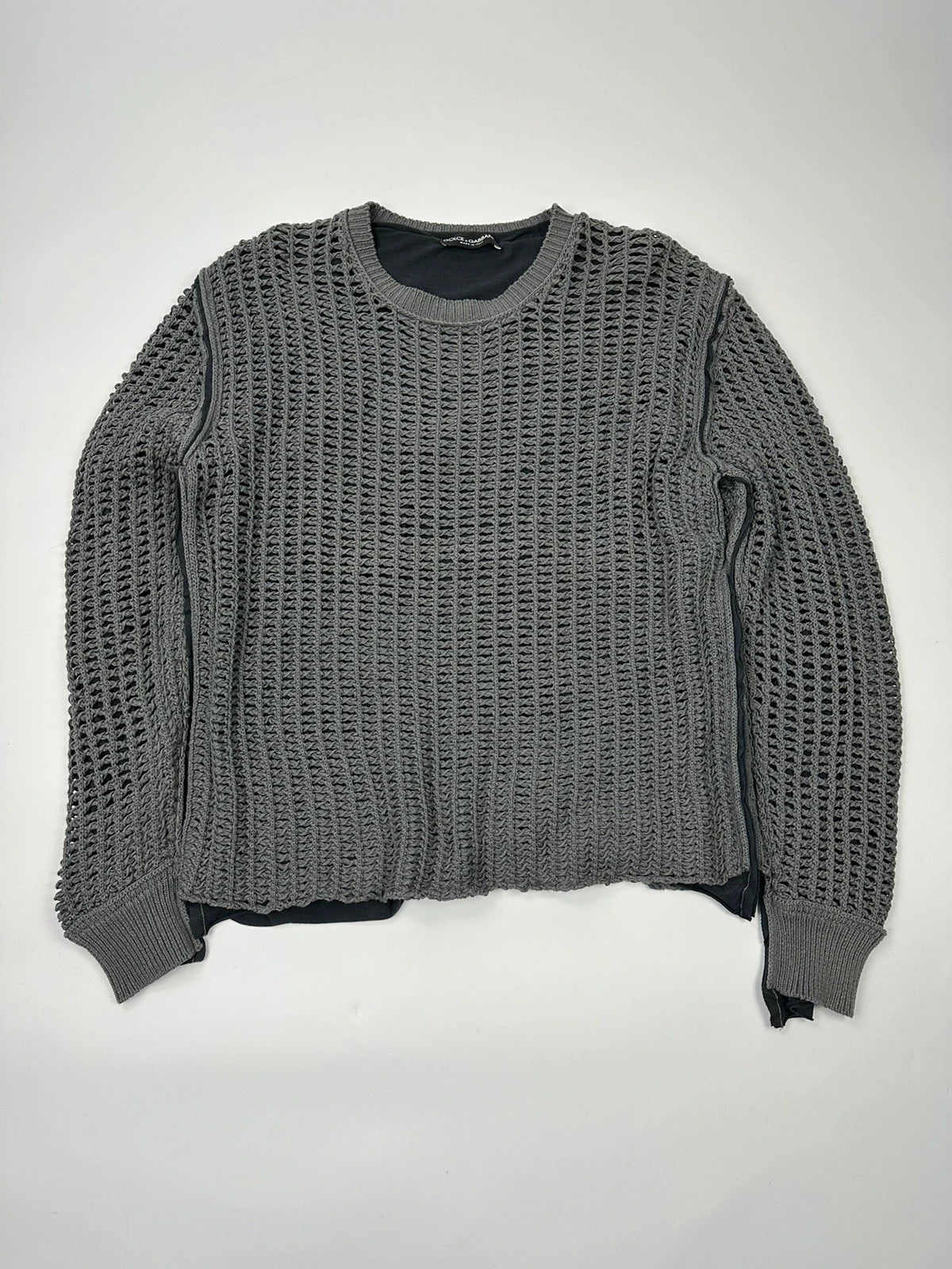 Dolce & Gabbana 00’s Net Double Layer Knit Grey Sweater Holes