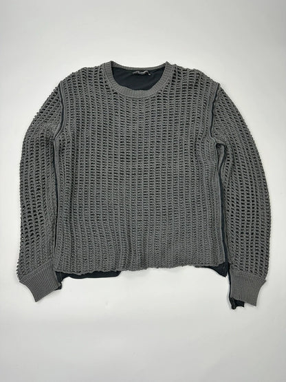 Dolce & Gabbana 00’s Net Double Layer Knit Grey Sweater Holes