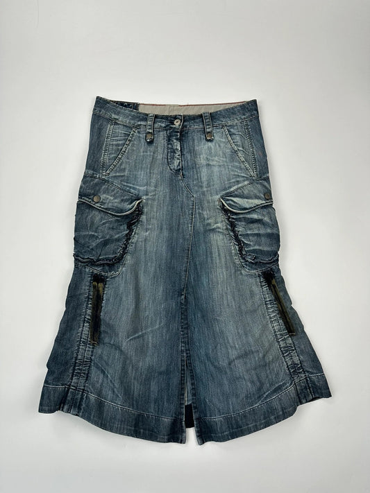 Marithé + Francois Girbaud 00’s Bondages Straps Long Denim Skirt
