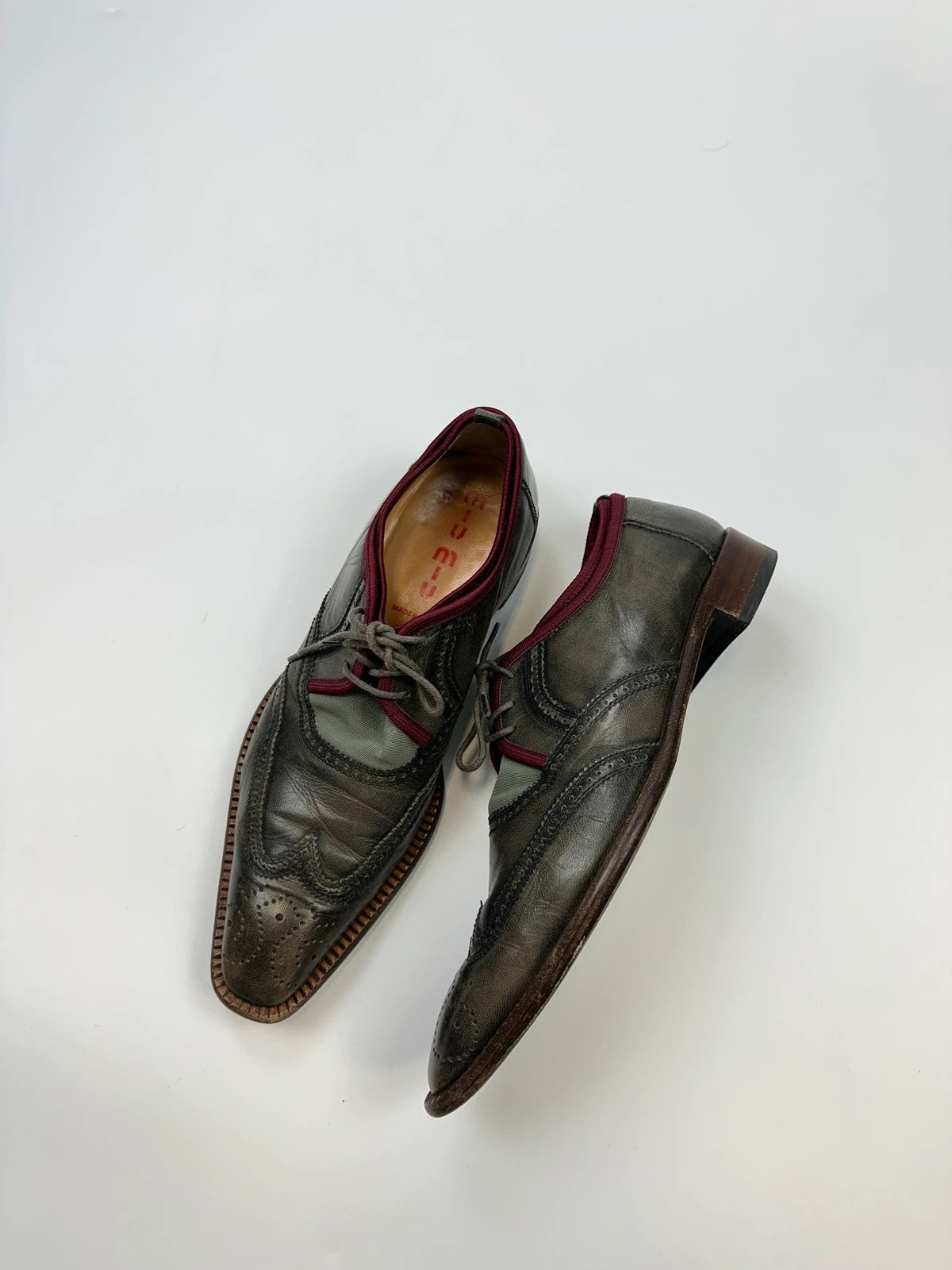 Miu Miu Early 90’s Khaki Two Tone Leather & Mesh Derby Dress Shoes