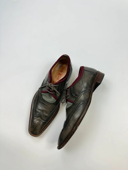 Miu Miu Early 90’s Khaki Two Tone Leather & Mesh Derby Dress Shoes