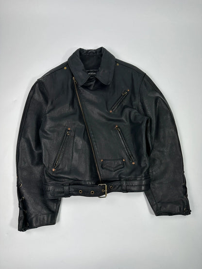 Versace 90’s Black Leather Perfecto Laces Jacket