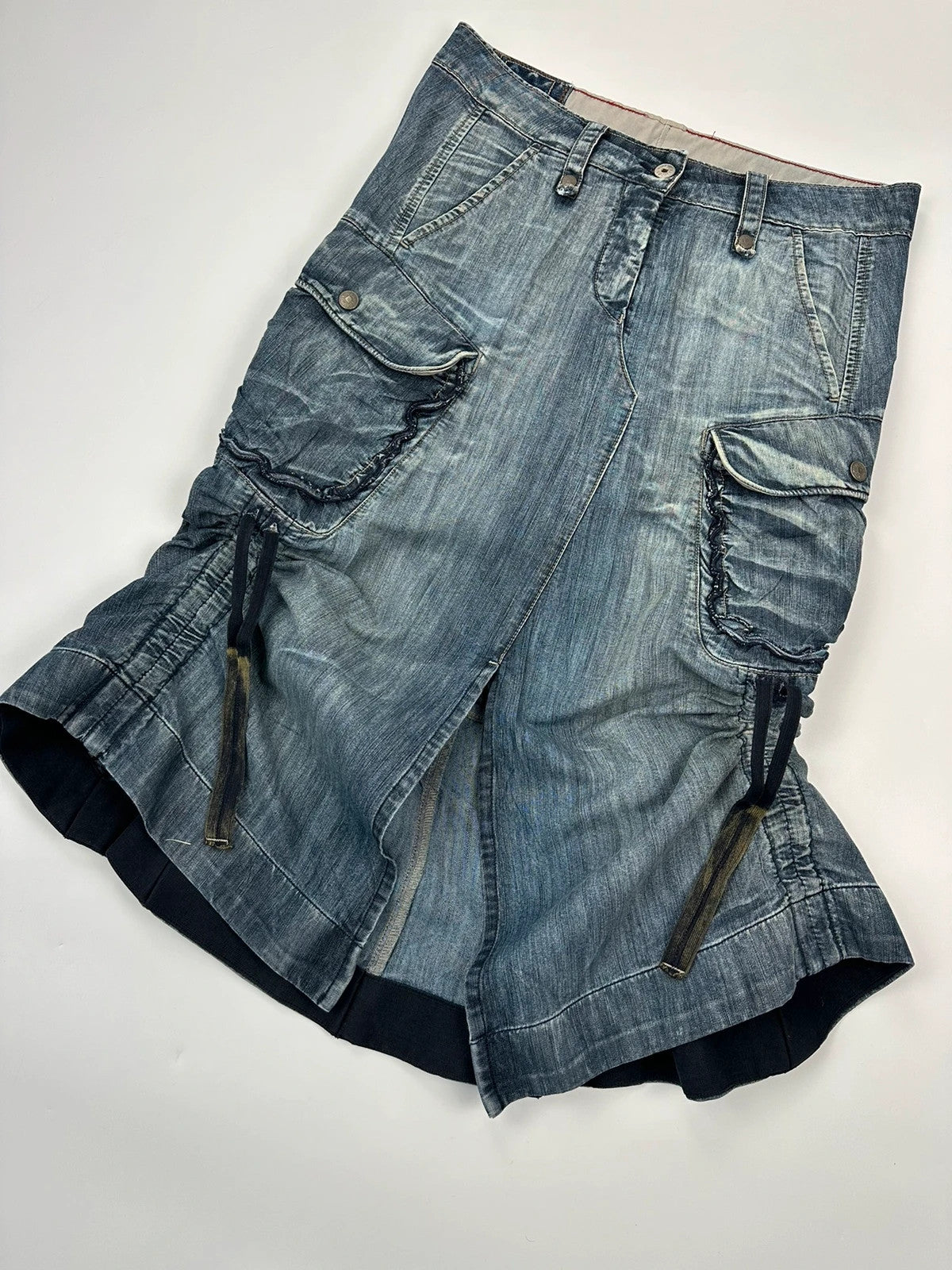 Marithé + Francois Girbaud 00’s Bondages Straps Long Denim Skirt