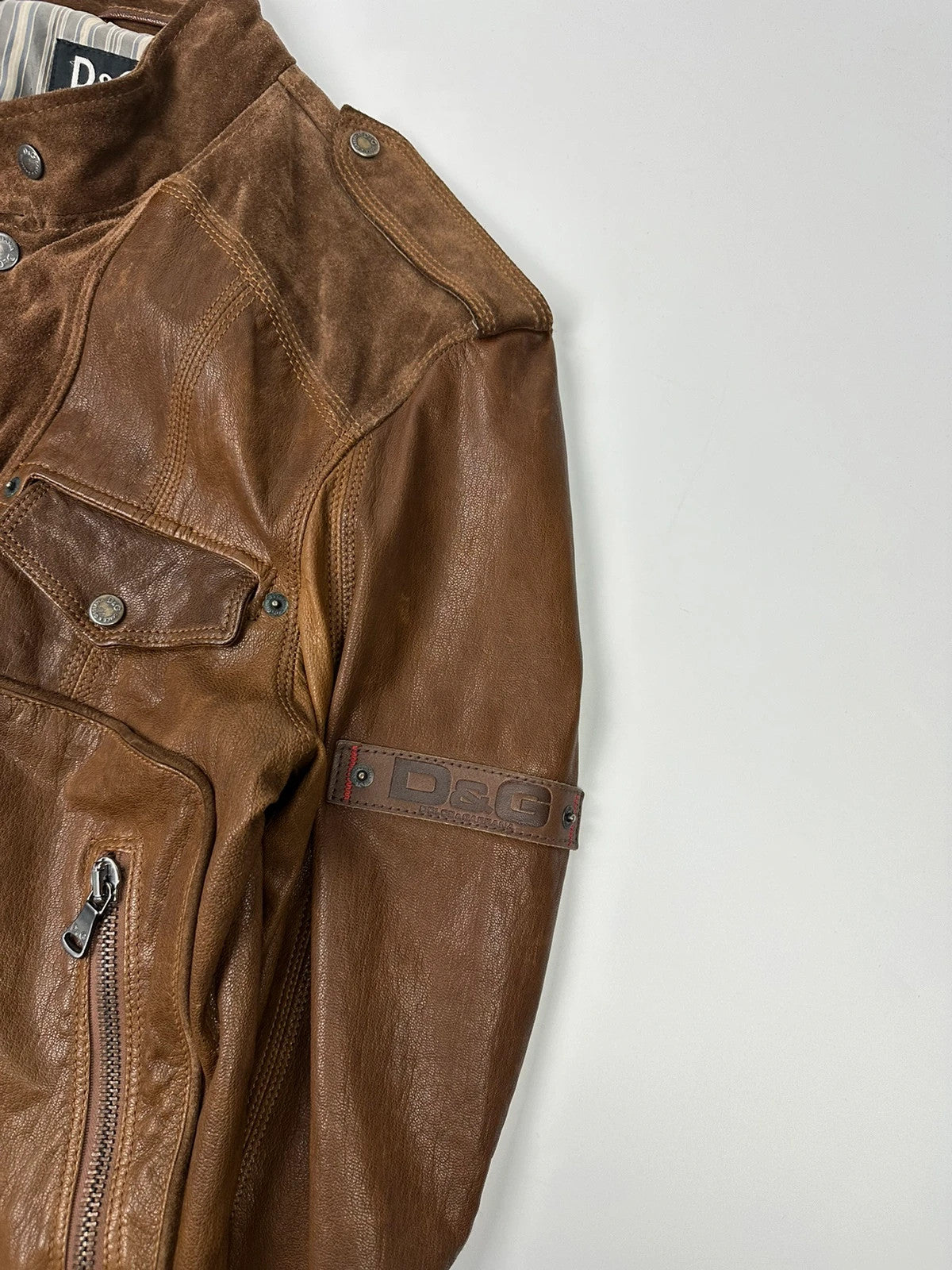 Dolce & Gabbana 00’s Leather Suede Brown Flight Bomber Jacket