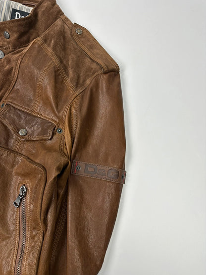Dolce & Gabbana 00’s Leather Suede Brown Flight Bomber Jacket
