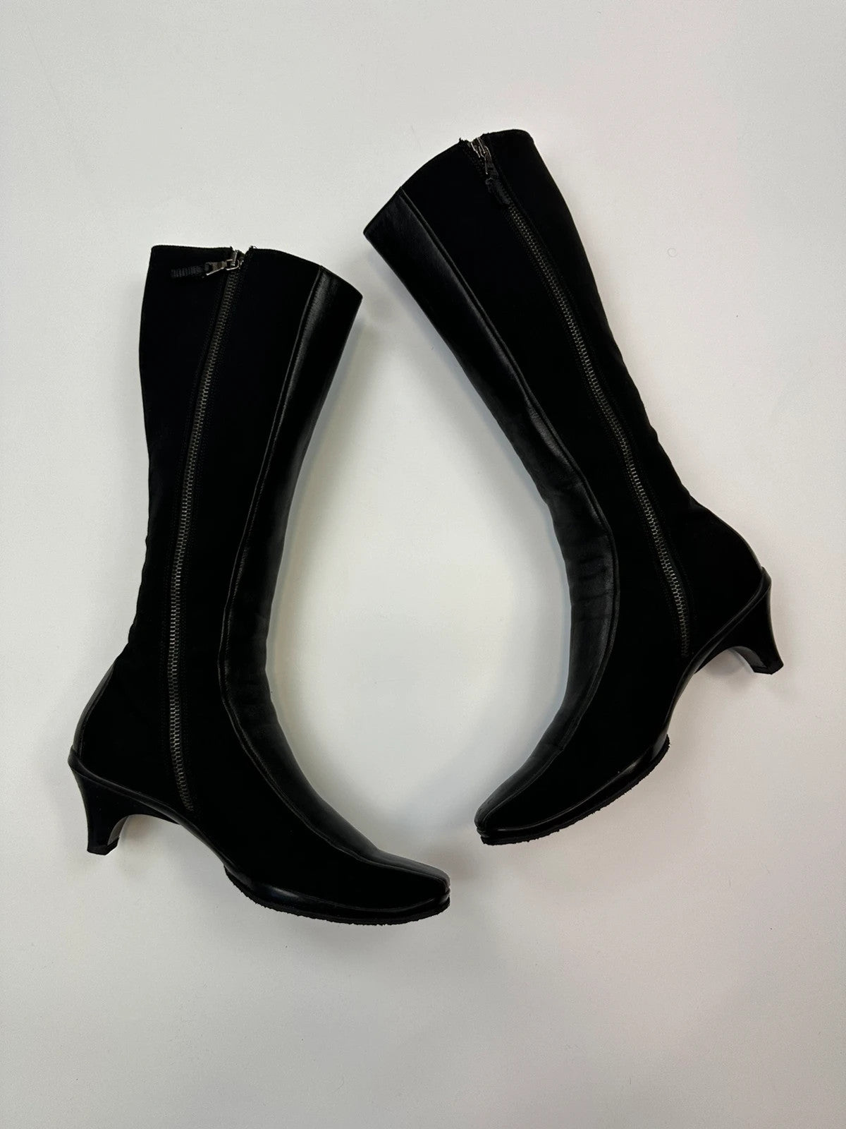Prada Milano 00’s High Neoprenne Leather Heels Black Boots