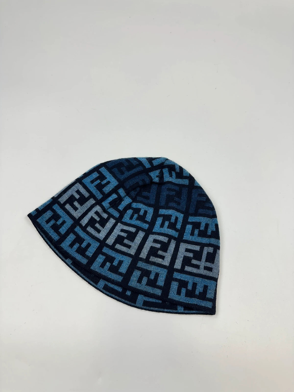 Fendi Blue Multi Zucca FF Monogram Wool Beanie