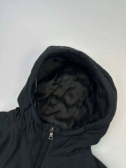 Prada Milano FW2013 Black Padded Silk Hooded Bomber Jacket