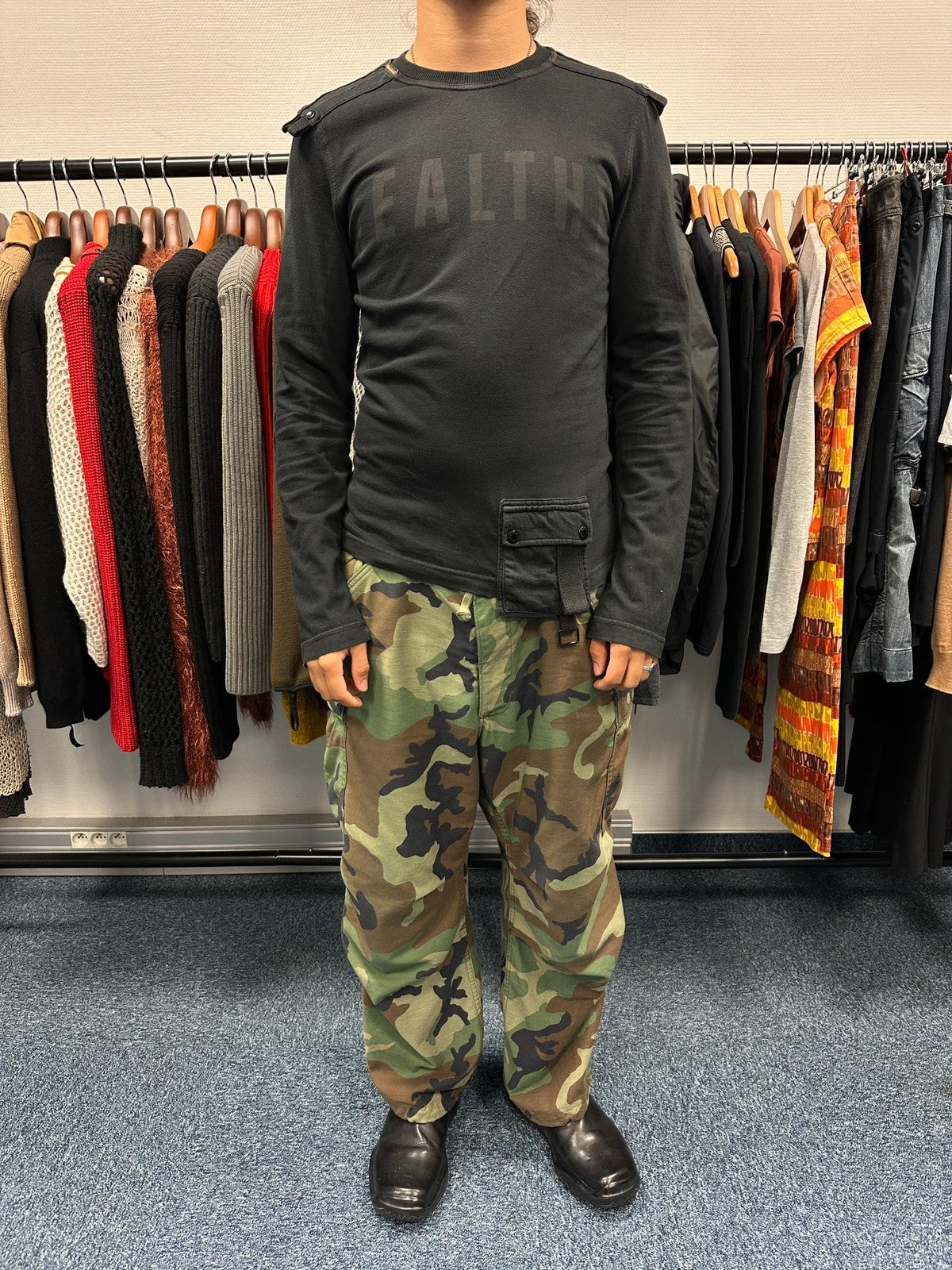 Dolce & Gabbana SS04 Cargo Pocket Military Army Black Longsleeves Tee