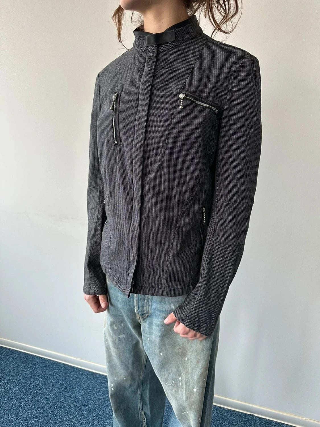 Marithé + Francois Girbaud jacket pied de poule veste fitted