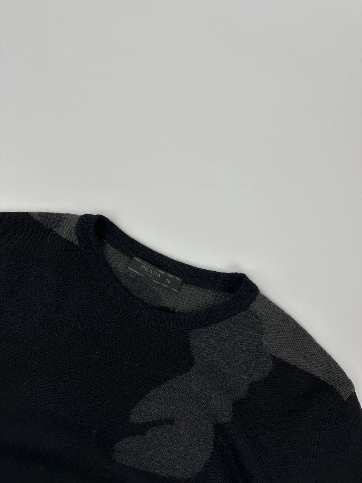 Prada Milano FW2016 Mohair & Wool Dark Camo Knit Sweater