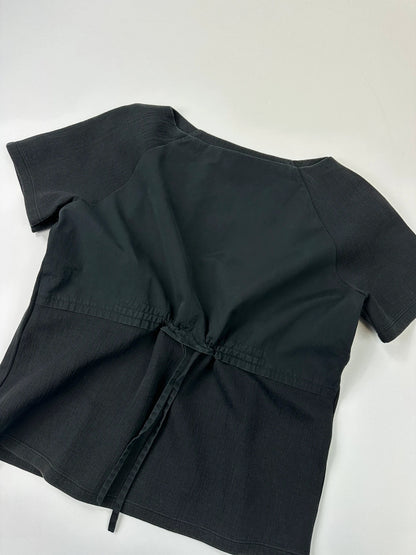 Prada Milano SS2015 Black Cottons & Nylon Crop Top Tee