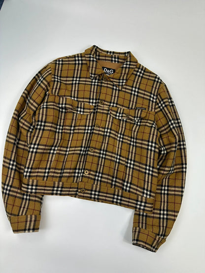 Dolce Gabbana 00’s Wool Tartan Checkered Trucker Jacket