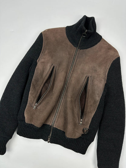 Prada Sport FW2004 Heavy Leather & Wool Bomber Bombardier Jacket