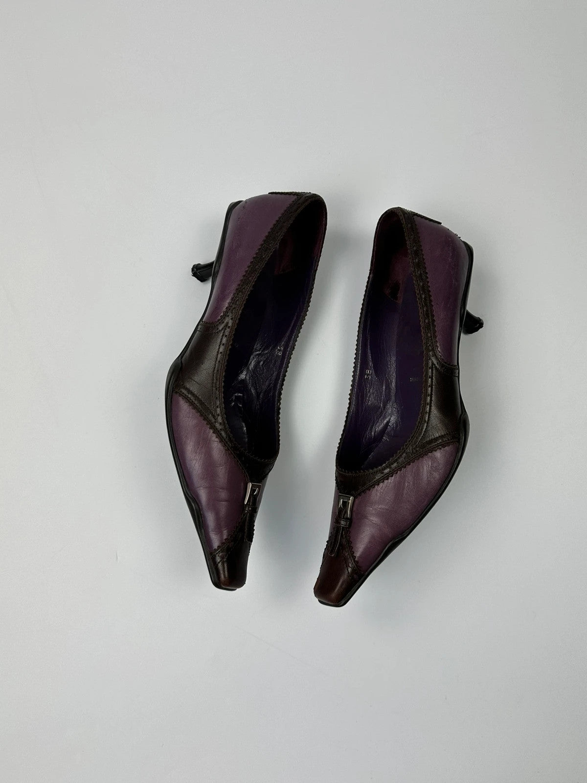 Prada Milano SS2000 Purple Brown Leather Heels Pumps