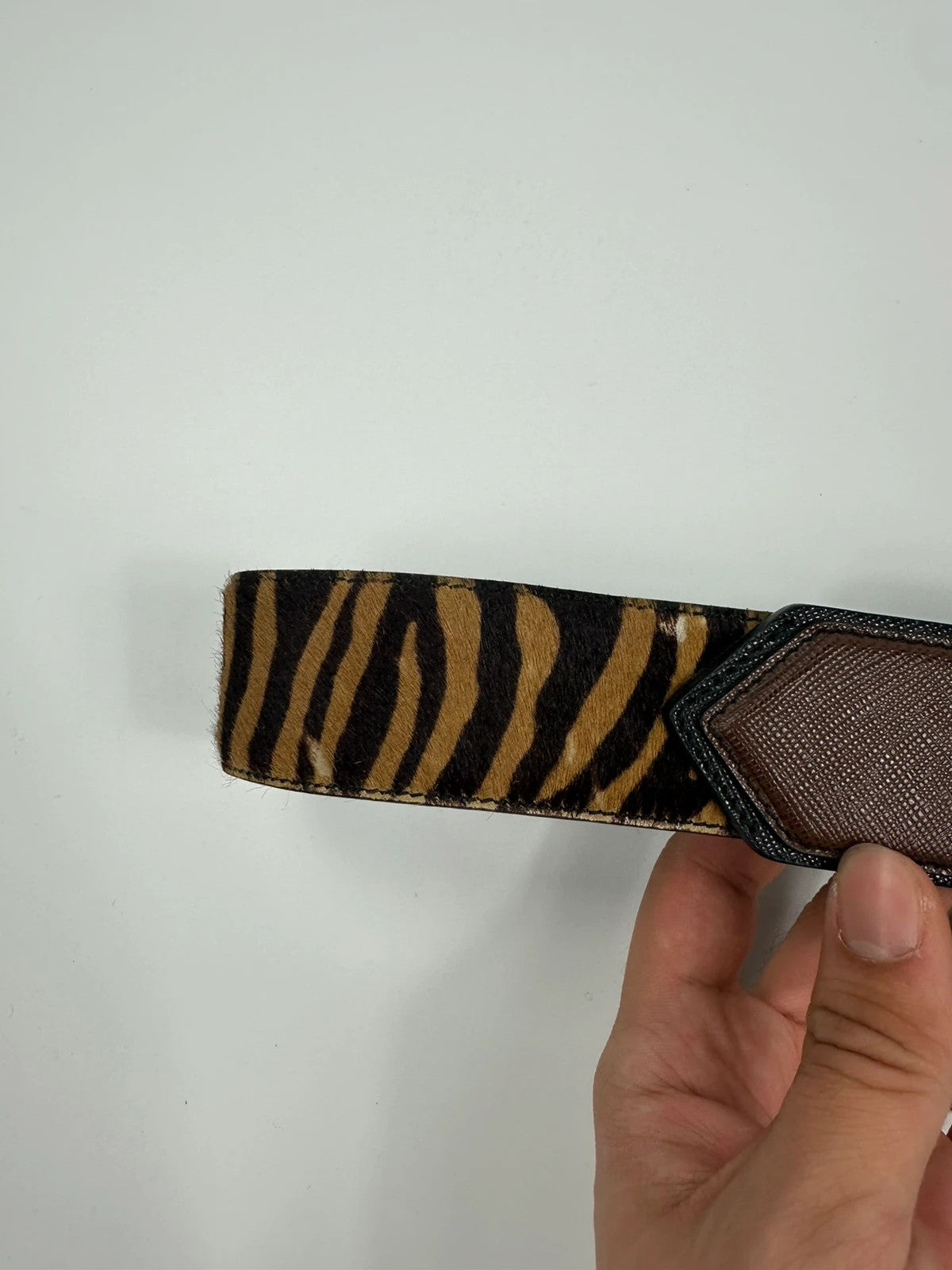 Prada SS2011 Zebra Fur Brown Belt