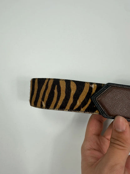 Prada SS2011 Zebra Fur Brown Belt