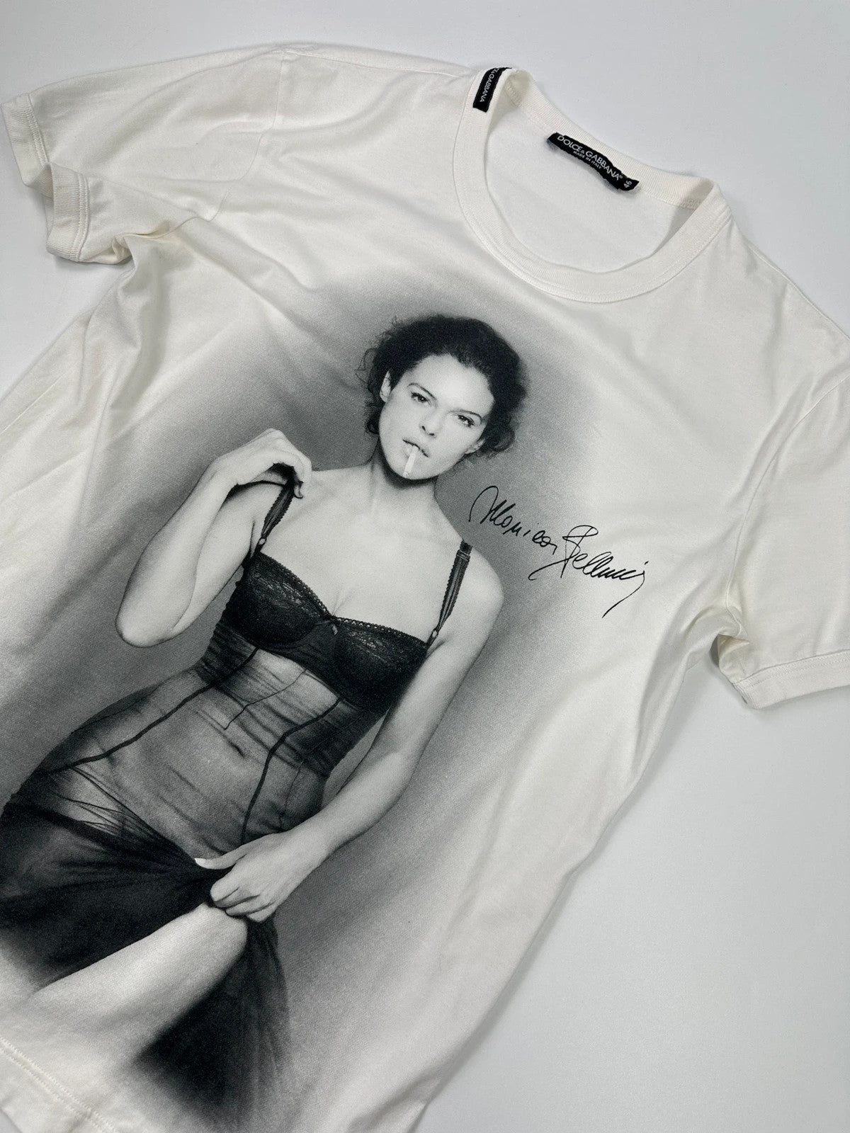 Dolce & Gabbana 2000s Monica Bellucci White Printed Tee