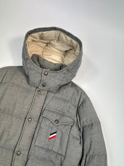 Moncler FW2005 Grey Wool Maya Hooded Down Puffer Jacket