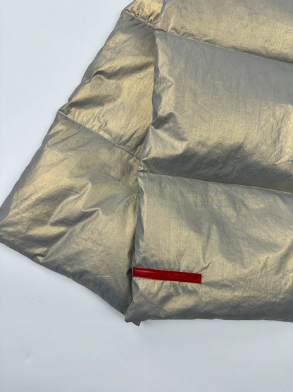 Prada Sport FW99 Magnetic Closure Silver Shiny Padded Scarf