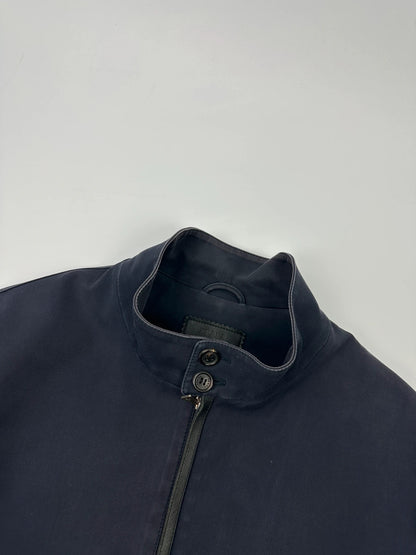 Prada Milano FW2004 Navy Blue Leather Elbow Pad Cotton Jacket