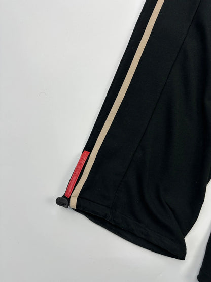 Prada Sport FW2002 Jet Black Stripes Joggers Baggy Track Pants