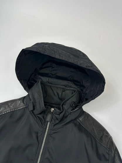 Prada Milano FW2009 Black Leather & Nylon Padded Bomber Jacket